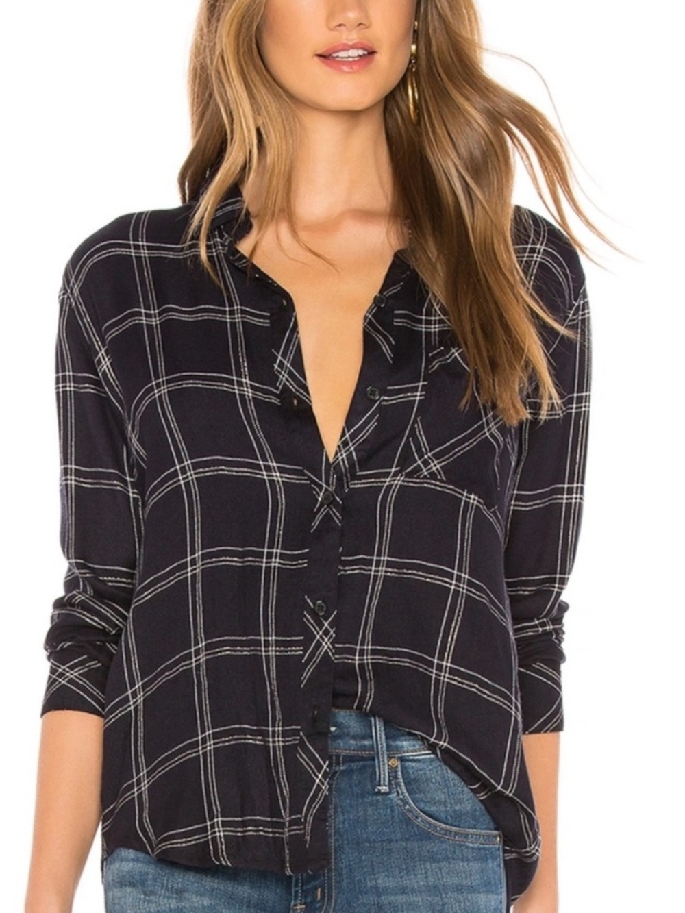 Rails Navy Snow Plaid Hunter Button-Up Shirt